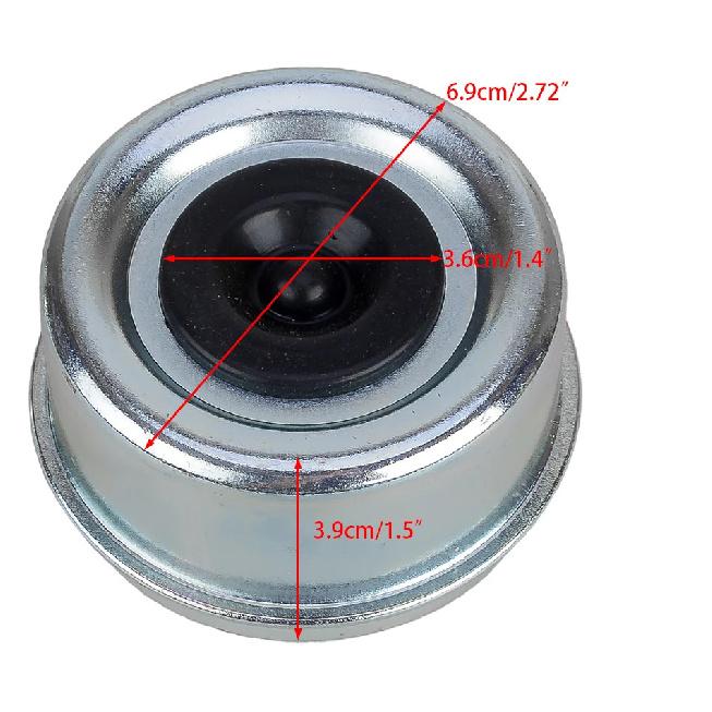 2Pcs 2.72" Axle Grease Hub Dust Caps Covers Extra Rubber Plug High Quality For Trailer RV Camper