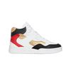Ct-06 High Top Sneakers In Calfskin & Laminated Calfskin Optic White Black Red Gold
