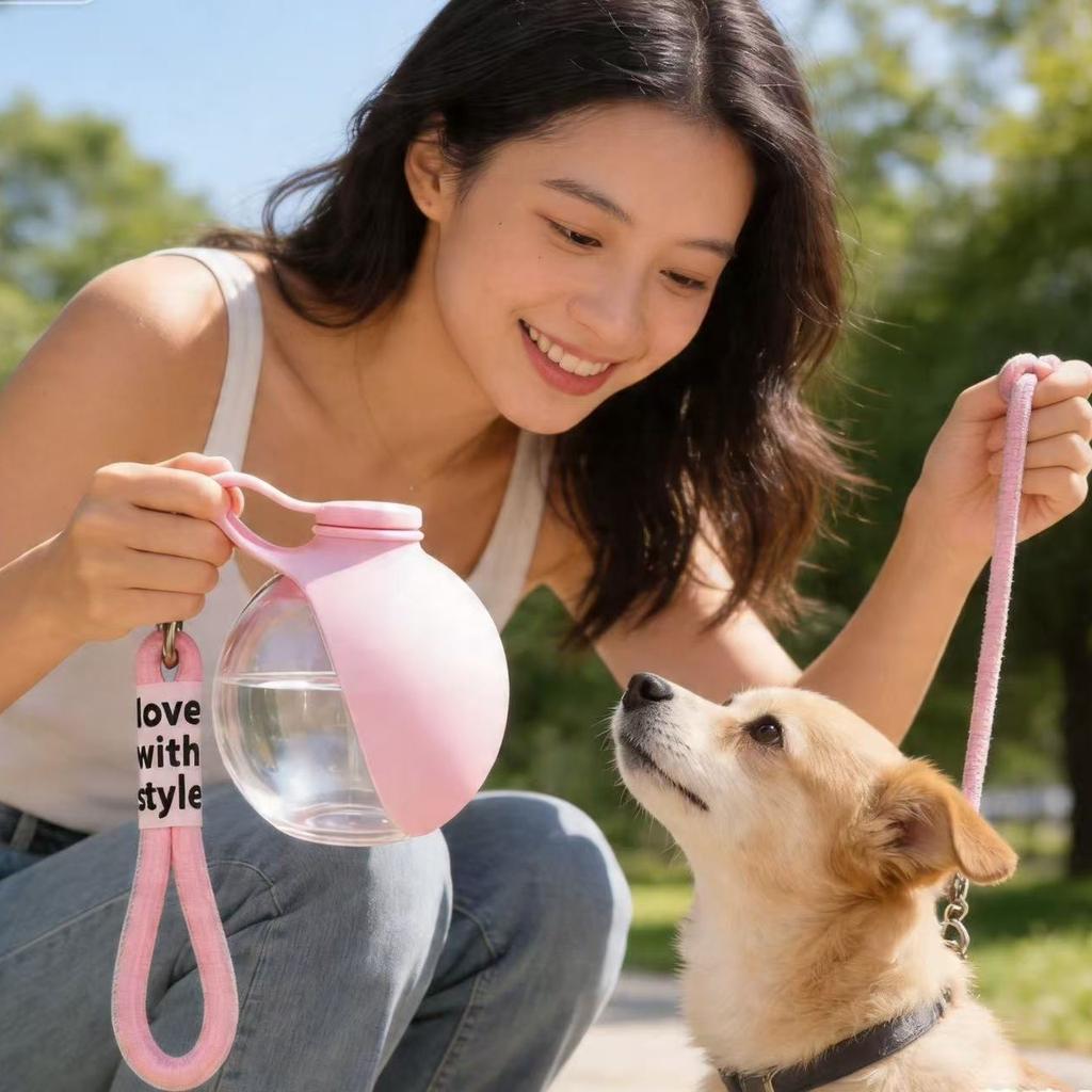 Portable dog waterbottle travel cat water dispenser with bowl leak-proof puppy water bottle for walking and hiking pet food bowl