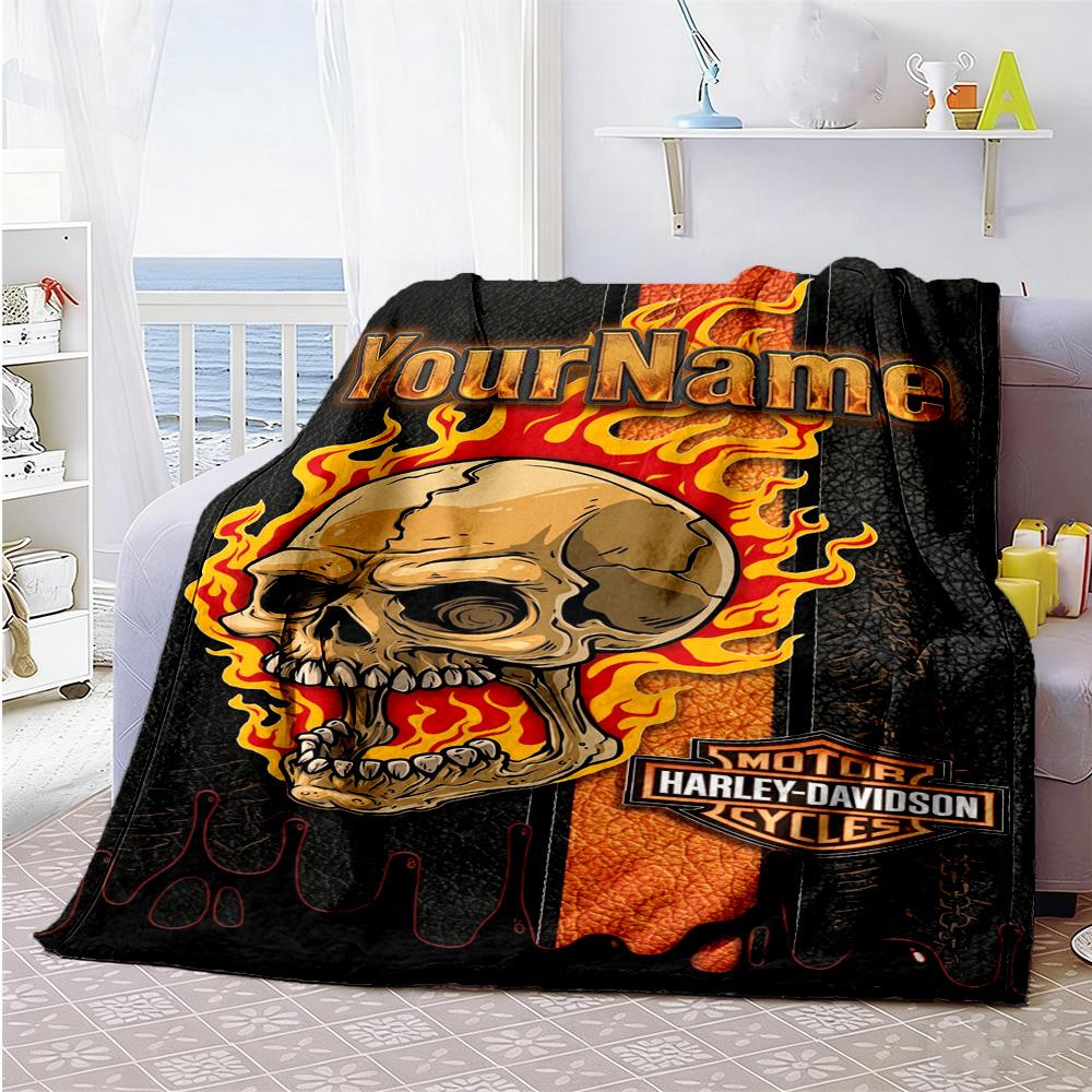 Harley-davidson Motorcycles Customize Your Name Blanket Gift Personalized Blanket Ultra-Soft Great for Bed Couch Picnics Living Room
