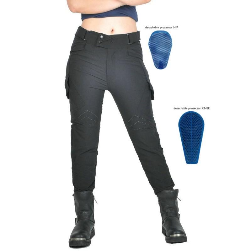 Womens Motorcycle Riding Pants With Mesh Ventilation Adjustable Fit Anti-Slip Silicone Grip Protective Gear