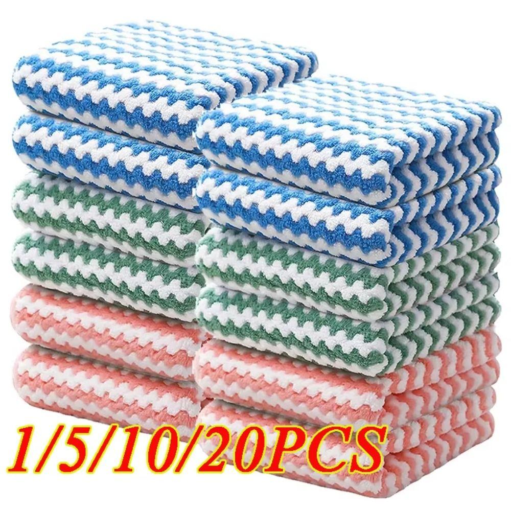 5/10/20Pcs Coral Velvet Kitchen Dishwashing Cloths Household Wipe Towels Pot And Bowl Cleaning