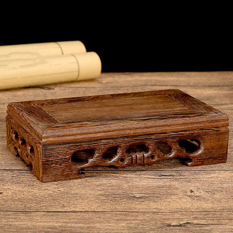 1pc Vintage-Style Storage Shelf Handmade Wood Teapot Stand Base Wooden Display Trays Miniatures Base