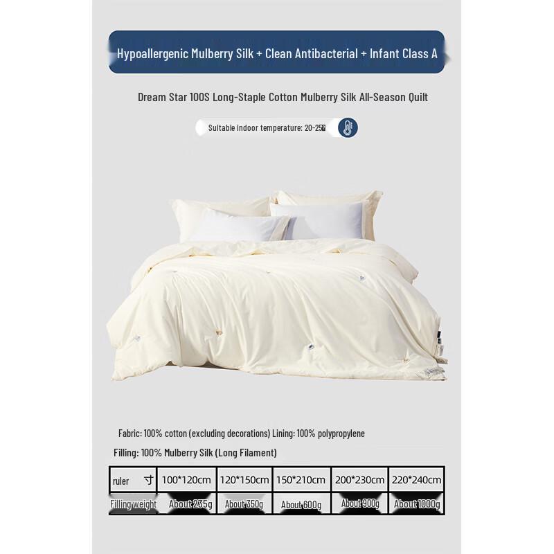Mercury Home Textiles Dream Star 100% Mulberry Silk Duvet with 100-Count Cotton Shell