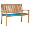 VidaXL Stackable Garden Bench and Cushion 128.5cm Solid Teak Wood