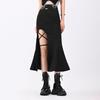Side Slit Long Black Skirt Women Simple All Match High Waist Bag Hip Skirts Womens Korean Fashion Females Casual Vintage