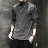 Мужская базовая футболка с полуворотником-стойкой, теплая футболка с длинным рукавом на осень и зиму, нижнее белье, двухсторонняя велюровая футболка, мужской топ