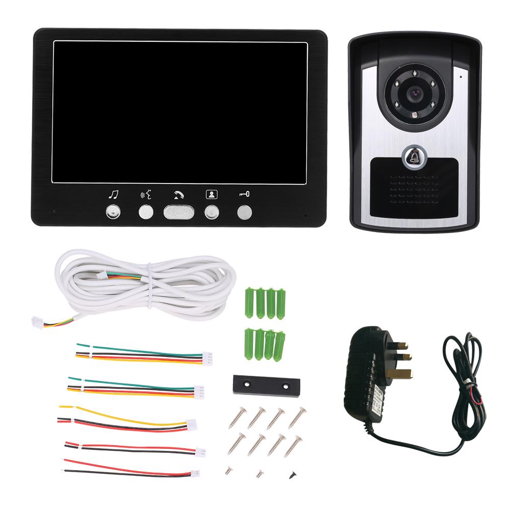 7 Inch Monitor HD Camera Video Door Phone Doorbell Intercom System IR Night Vision Wired Doorbell