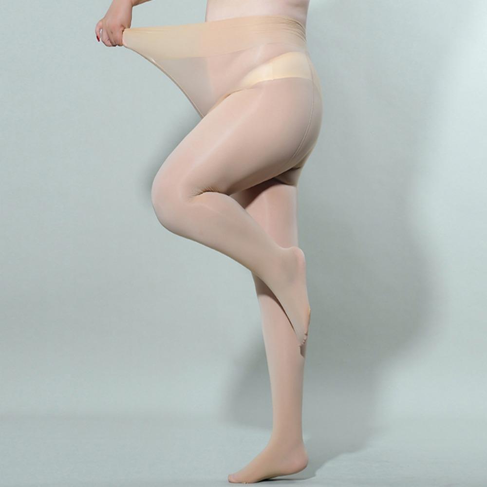 Qinghe 6D Thin Horse Oil Black Stockings Oily and Sexy Smooth Open Crotch Pantyhose Plus Crotch Plus Size 150kg Cross-border