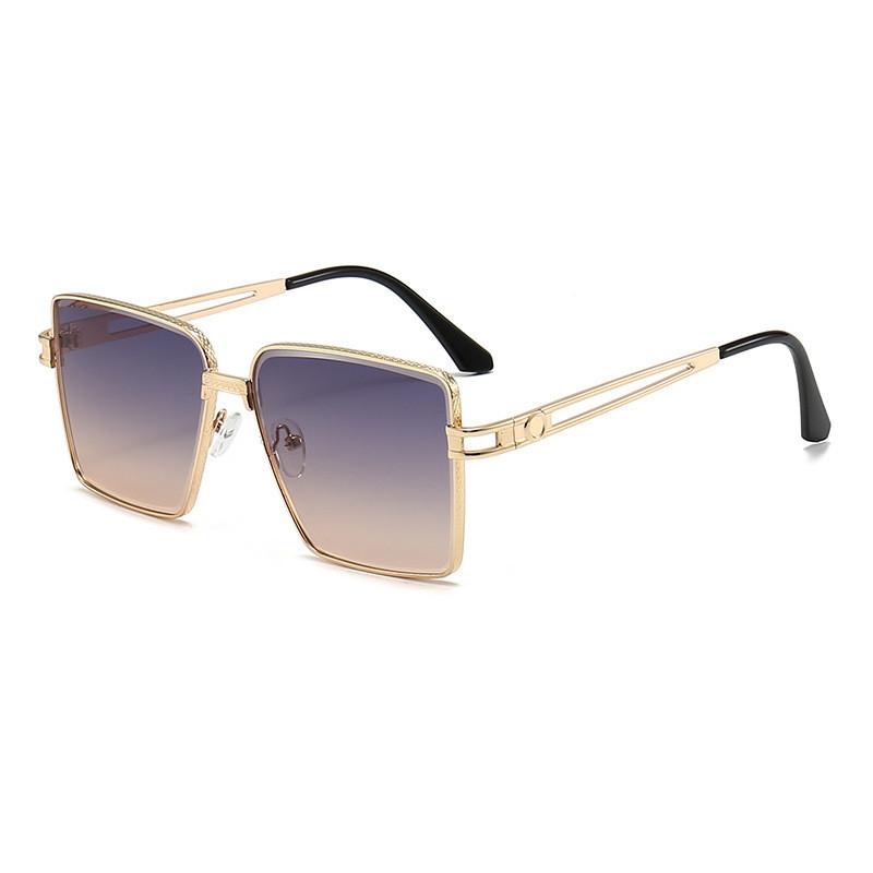 Fashionable Uv400 Black Lens Gold Frame Gradient Sunglasses Women's Oversized Street Snap Eye Glasses