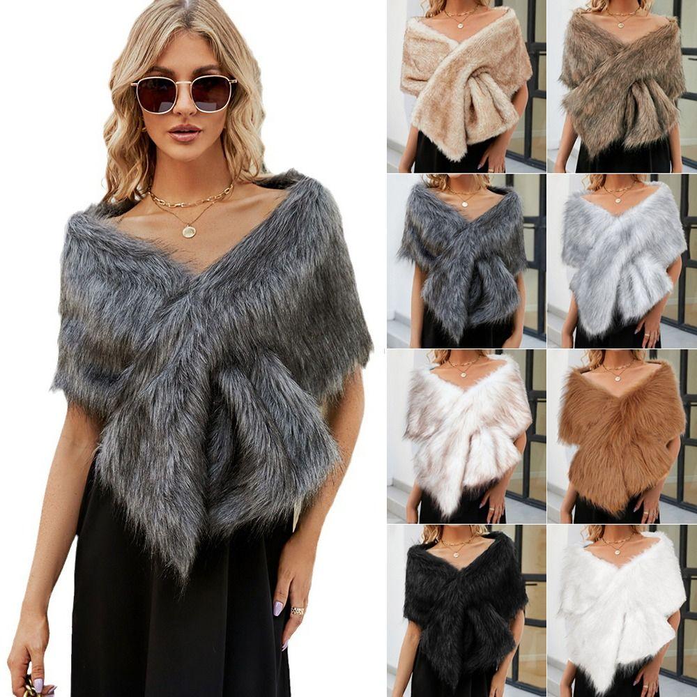 Faux Fur Warm Cheongsam Shawl Widened Pashmina Wraps Fashion Luxury Shawls Daily