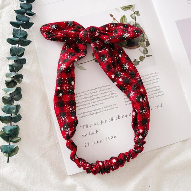 1 шт. Рождественские красные клетчатые эластичные резинки для волос со снежинками для женщин и девочек, повязка на голову, веревка для волос