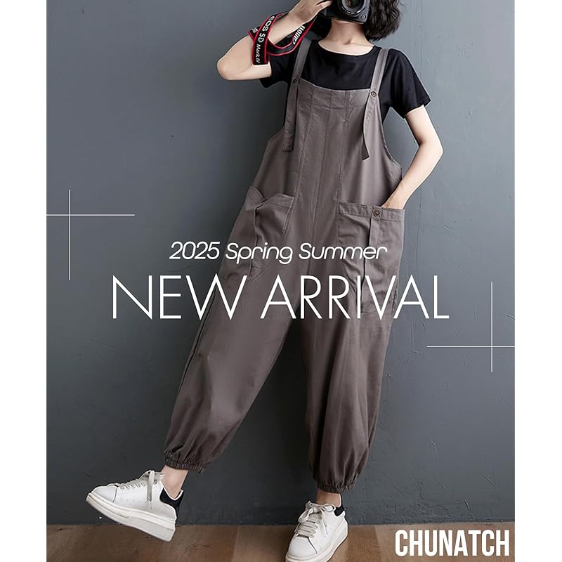 [Tunatch] комбинезон комбинезон брюки все в одном Расслабляющий с карманом весна лето осень женские черные длинные брюки широкие брюки Ноги выглядят длинными тело