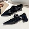 Fashion Shoes for Women Pumps Luxury Heel with Pointed Head Dress Elegant Medium Heel Chunky Heels Sexy Black Footwear On Offers Trend