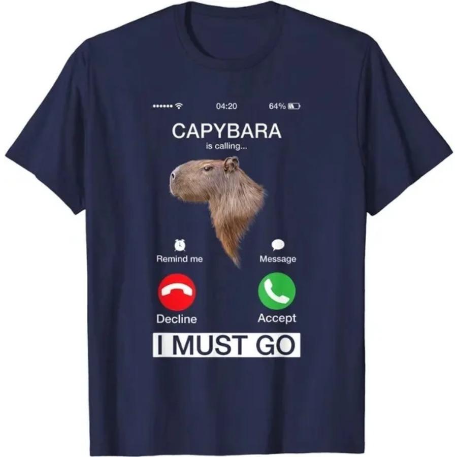 Хлопковая футболка Calling Tees Забавная капибара Грызун Любитель животных Юмор Футболка Женская Мужская Летняя Повседневная Круглый вырез Короткий рукав Топы