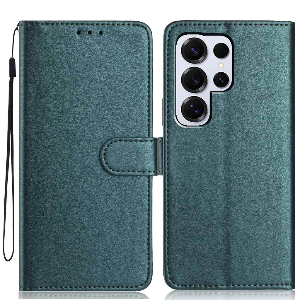 Для Samsung Galaxy S25 Ultra Чехол-кошелек с ремешком/Множество слотов для карт Однотонный кожаный чехол-подставка для телефона