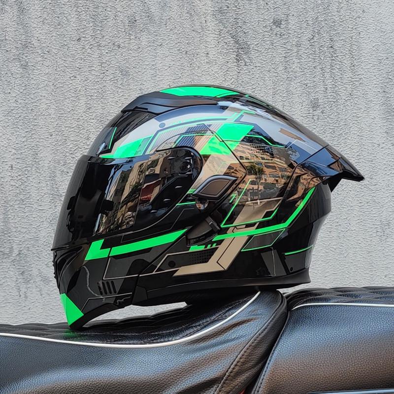 E5GOrz Откидной Мотошлем для Мужчин и Женщин – Интеграл, Всесезонный со Слотом для Bluetooth, Большим Задним Спойлером, Сертифицирован 3C