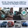 Two-Head 3 Speed 360° Rotation Car Back Rear Seat Fan Car Cooling Fan Air Cooling Fan Headrest Fan