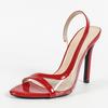 Summer Fashion Shallow Open Toe PVC Transparent Back Strap Sandals Women Red High Heels Wedding Prom Shoes Zapatos Mujer