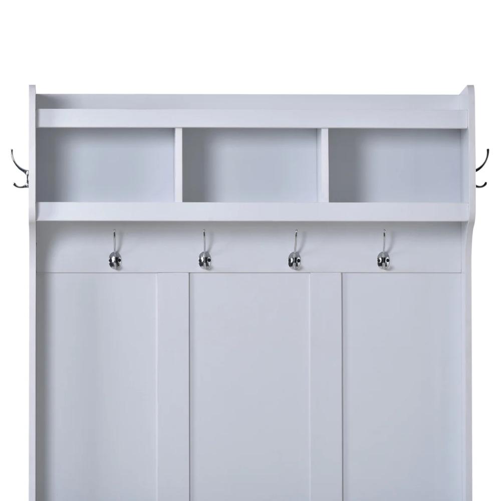 Прихожая с лавкой и местом для хранения обуви, скамья 3-в-1 для прихожей с вешалкой для одежды, регулируемым местом для хранения обуви и открытыми полками