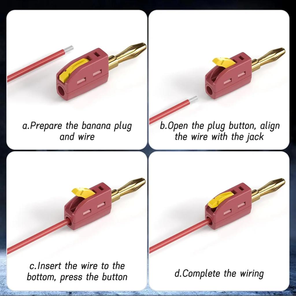 4mm No Solder Wire Connector High Current 32A Banana Plug Electrical Test Block Power Testing Instrument Plug Musical Speaker