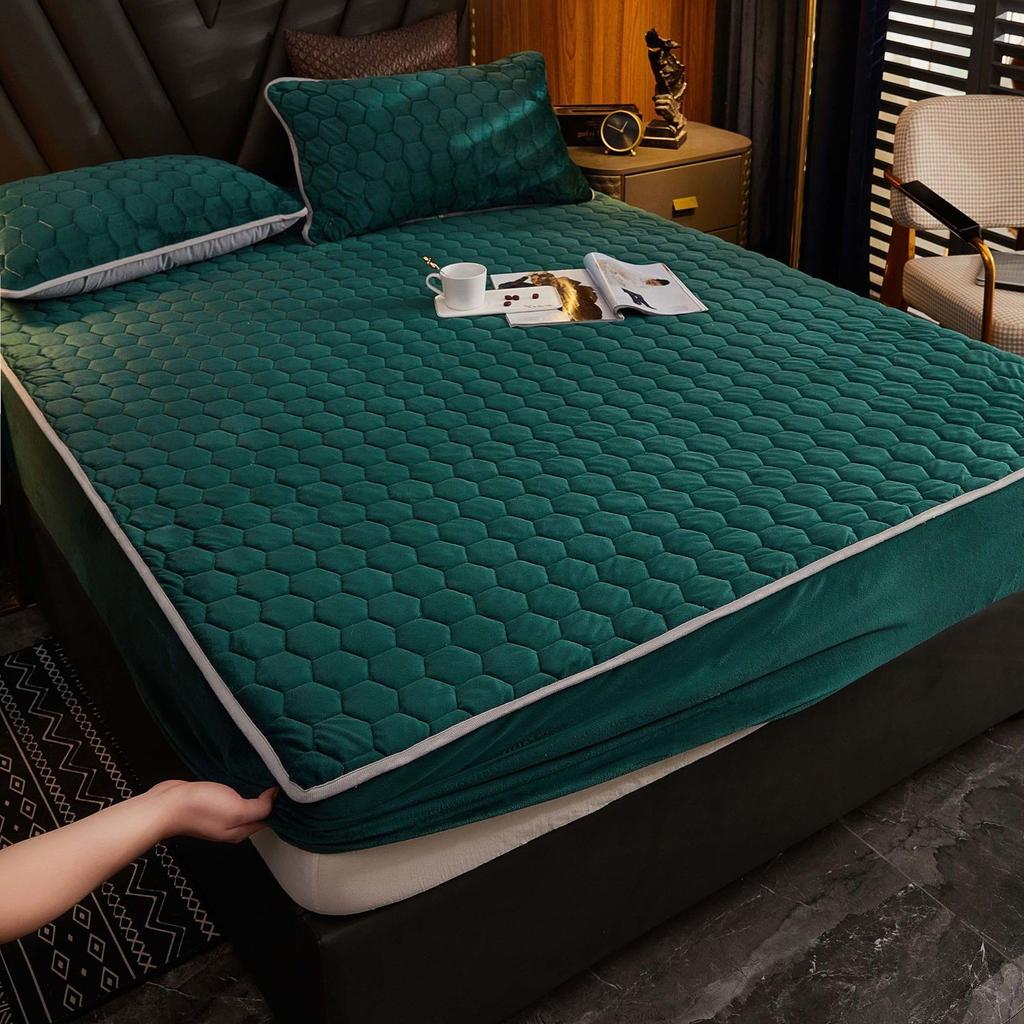 Плюшевый утолщенный стеганый наматрасник, теплый мягкий кристаллический бархатный стеганый матрас King Queen, простыня, не включая наволочку