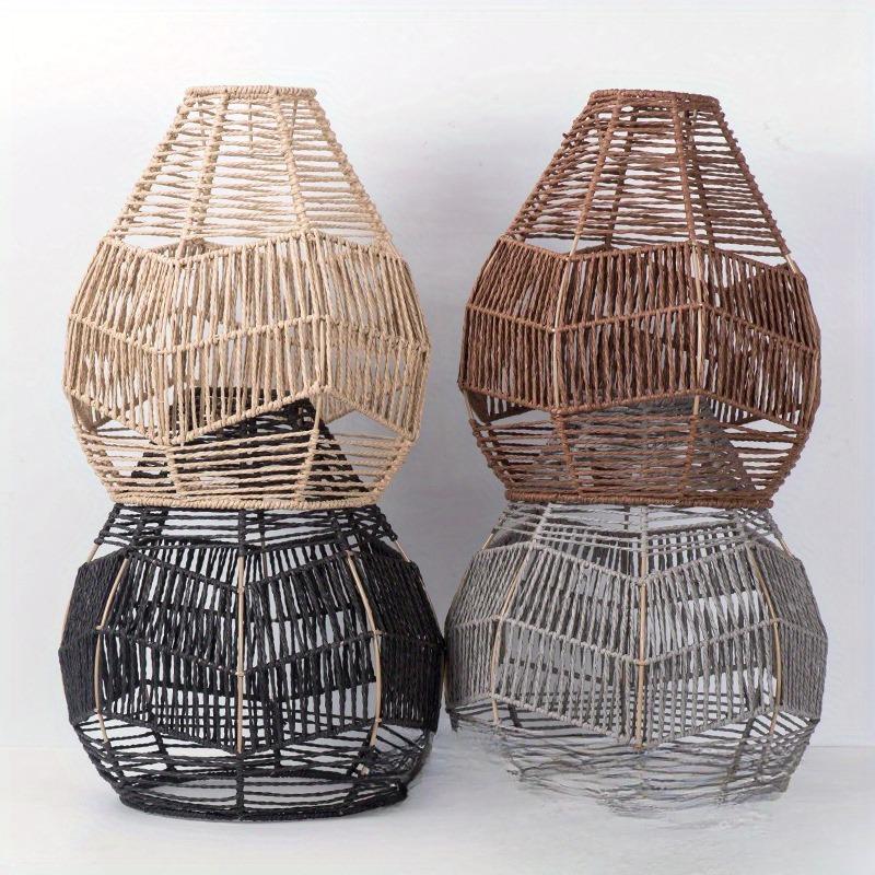 Hand Weave Lampshade Rattan Hanging Lamp Shade Cafe Hotel Light Cover Ceiling Pendant Fixture For Home Restaurant Decors