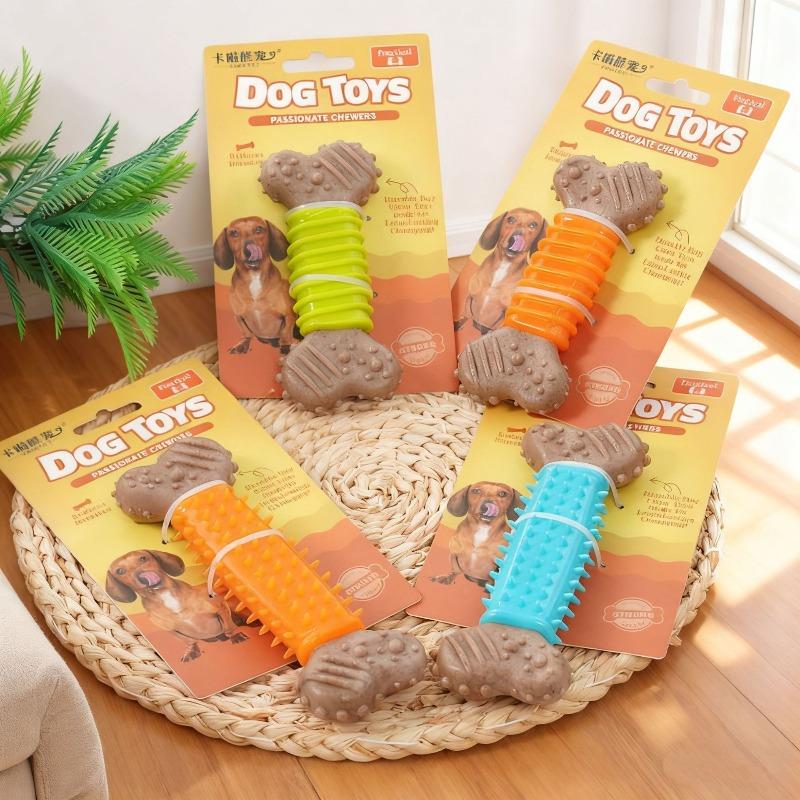 Double‑Head Bone Dog Molar Chew Toy TPR Textured Bite‑Resistant Teeth Cleaning Teething Toy For Small Medium Dogs