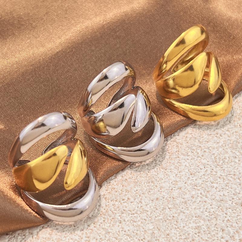 Stainless Steel Smooth Surface Design Rings for Women Men Classic Exaggerated Wide Chunky Opening Ring Party Jewelry Accessories