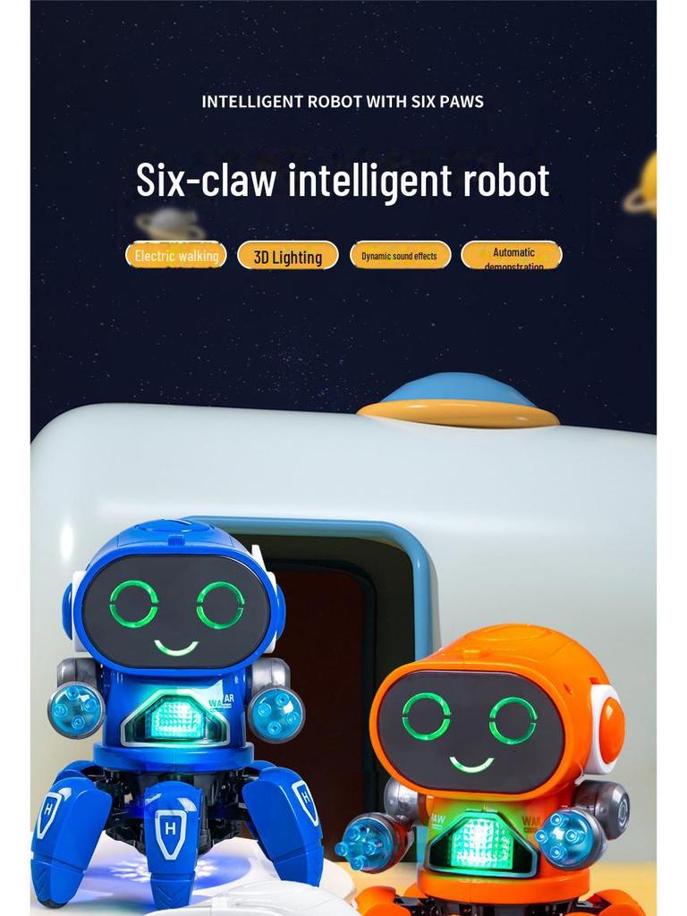 Роботизированная танцевальная игрушка Douyin Celebrity: Интерактивный свет и звук Six-Claw для детей