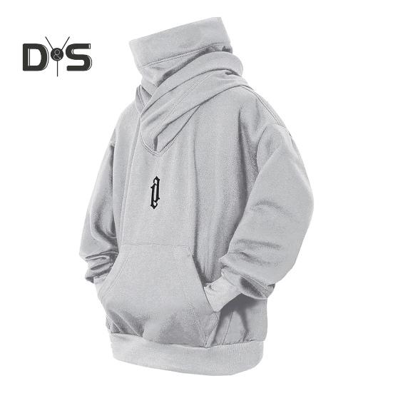 Мужская зимняя толстовка с капюшоном, высоким воротником, защитой шеи, пуловер с капюшоном, длинными рукавами, большим карманом, эластичными манжетами и подолом, свободный повседневный спортивный топ