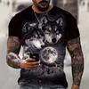 3D T Shirt For Men Vintage O-neck Short Sleeve Tops Girls Wolf Print Harajuku Men's T-shirts Oversized Tees Shirt Man Clothing