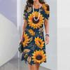New Women's Dresses Floral 3D Printed Summer Luxury Midi Dresses Feamle Short Sleeve Dress Fashion Oversized Clothes