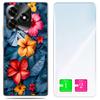 Etui Do Honor X5C Plus / X5C 4G Obudowa Foto Case Plecki Kwiaty + Szkło 9H