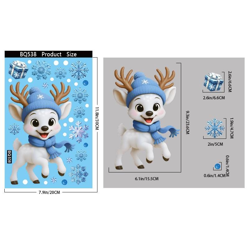 Christmas Decorations: Snowman, Snowflake, Glass Stickers, Christmas Party Decorations, Static Stickers.