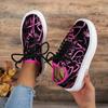Fashion Flat-Soled Sneakers Women'S Front Lace-Up Thick-Soled Large-Size Graffiti Color Matching Shoes