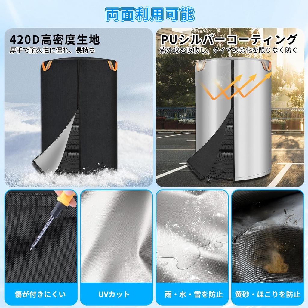 Чехол для шин SUPTEMPO, Уличный, Водонепроницаемый, Толстый, Двусторонний, 420D, Новейшая модель 2024 года, Хранение шин, 4