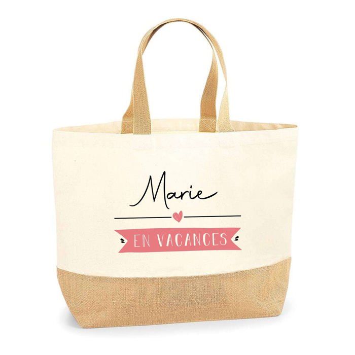 Tote bag - PLANETEE - Marie en Vacances - Multicolore - Jute naturel - Fabriqué en France
