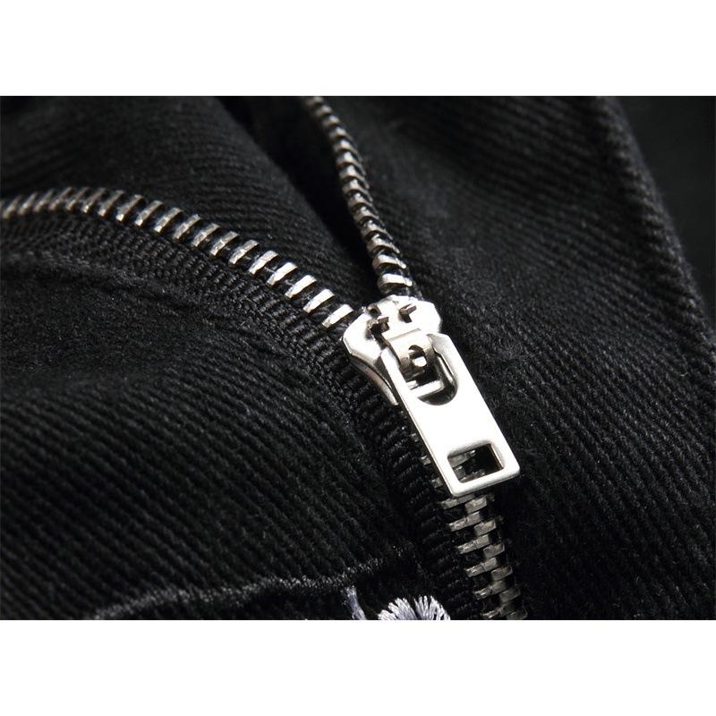 Европейский и американский стиль молодежная мода облегающие эластичные мужские перфорированные заплатки черные прямые джинсы тренд