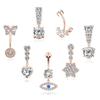 7pcs Belly Button Rings 14G Surgical Steel Belly Rings CZ Heart Navel Piercing Jewelry for Women Girls