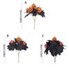 Black Artificial Flowers Bouquet No Fading Simulation Maple Leaf Halloween Pumpkins Branch  Table