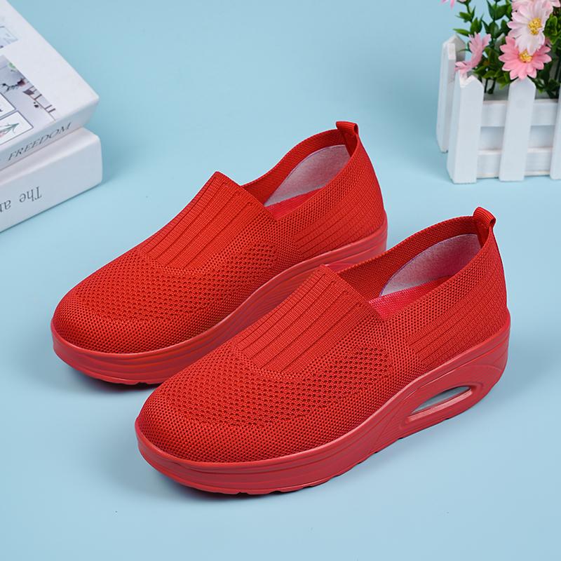 Женские черные кроссовки для бега, повседневные красные спортивные носки, белые туфли на толстой подошве, увеличивающие рост, на платформе, большие размеры