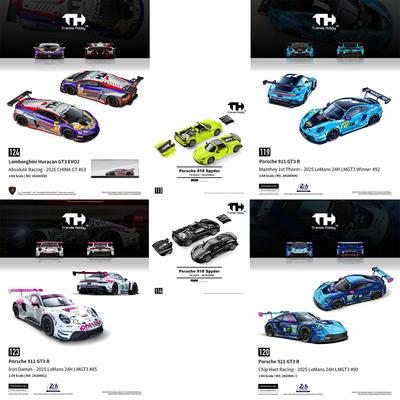 TH-Trends Hobby 1/64 Porsche 911 GT3 R 918 Spyder Lamborghini Huracan GT3 EVO2 Съемная крышка Автомобиль Металлическая литая модель