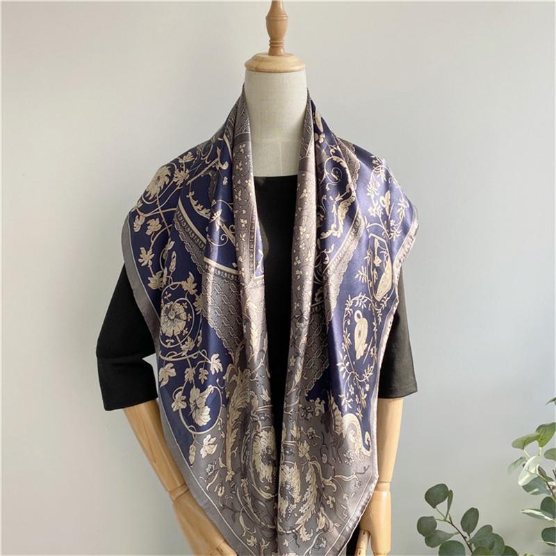 110*110 см квадратный шелковый шарф женский модный принт маленький шейный платок офисный женский пояс для волос носовой платок женский платок шаль шарф