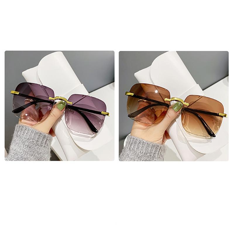 Модные солнцезащитные очки без оправы Cut Edge, женские градиентные солнцезащитные очки, летние солнцезащитные козырьки с прозрачными разноцветными линзами, женские солнцезащитные очки