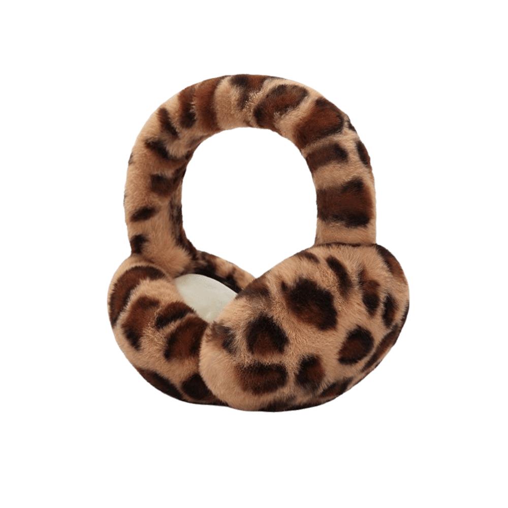 Collapsible Leopard Ear Warmer Thickened Winter Earmuffs Fashion Ear Cover for Women Girls
