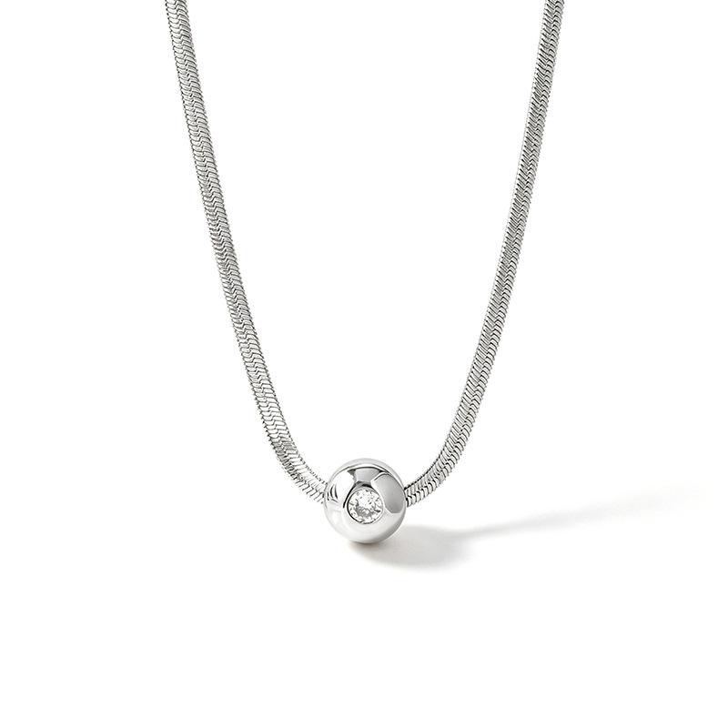 Summer titanium steel non-fading necklace simple zircon versatile stainless steel light luxury high-end clavicle chain women's jewelry