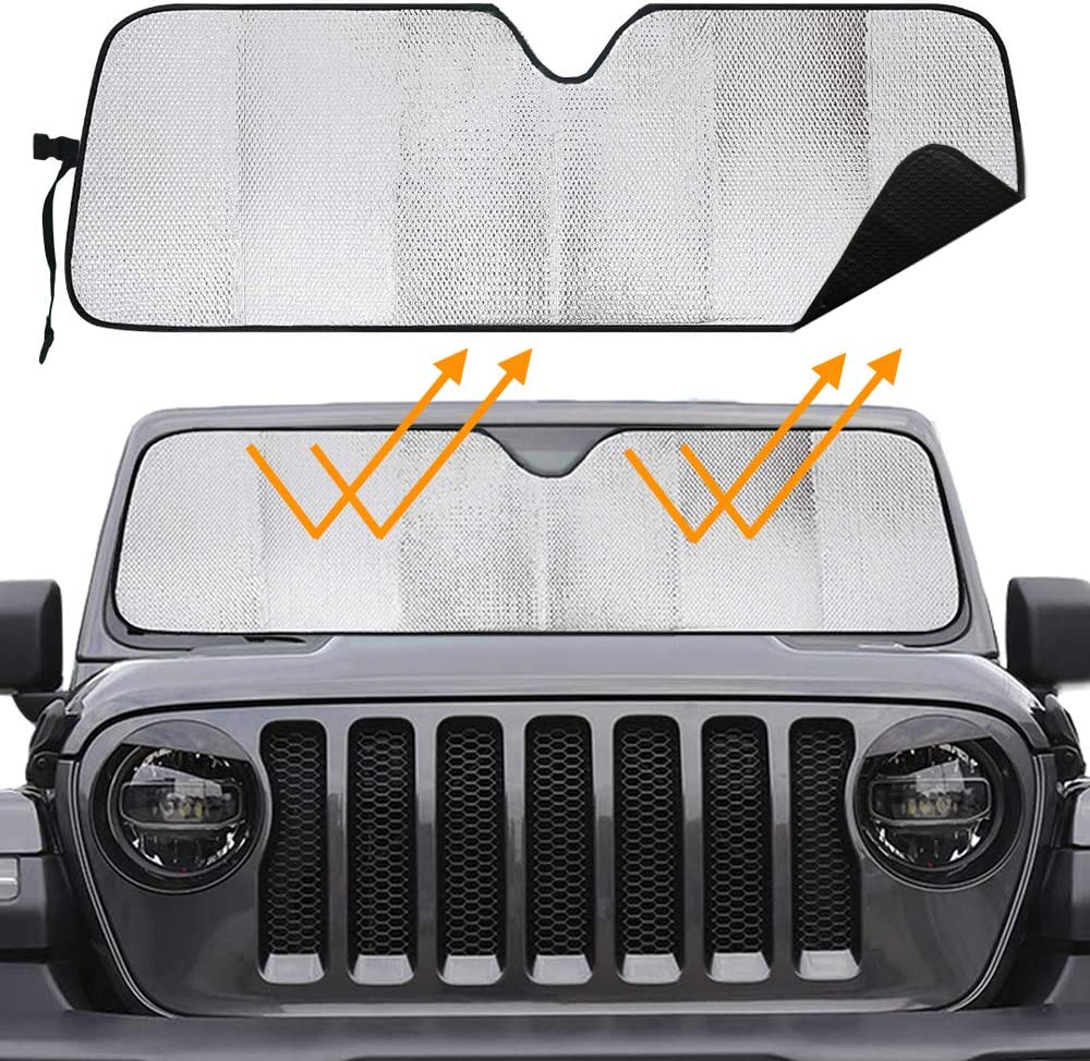 Солнцезащитный козырек на лобовое стекло для Jeep Wrangler TJ JK JKU 2&4 Door 2007-2018 Блокирует УФ-лучи Защитный козырек от солнца Солнцезащитный козырек Оконная шторка