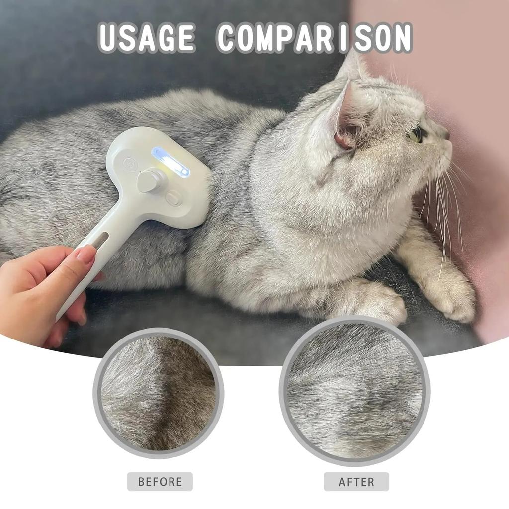 3Dog Hair Brush Cat Hair Brush Electric Pet Cleaning Brush Steam Spray Brush Massage Hair Removal Comb anti-Tangle Brush