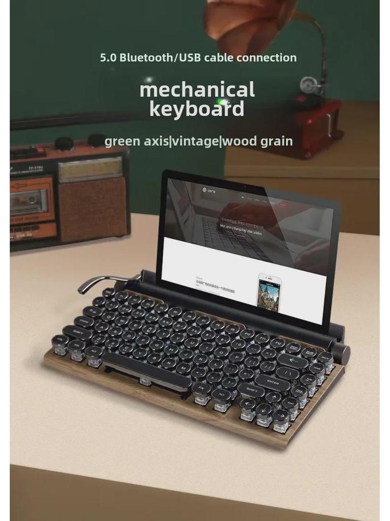 Wireless Retro Steampunk Mechanical Typewriter Keyboard for Mobile Phones & Tablets